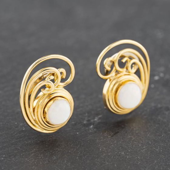 Second Hand Yellow Gold Opal Clip On Earrings 41172984