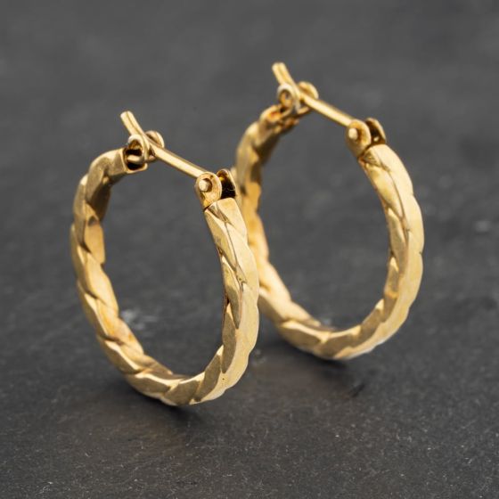 Second Hand Yellow Gold 18mm Twist Hoop Earrings 41173020