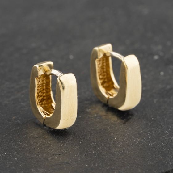 Second Hand 9ct Yellow Gold 10mm Plain Square Leverback Earrings 41173053