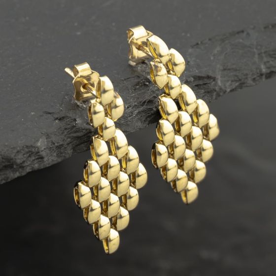 Second Hand 9ct Yellow Gold 29mm Chainlink Dropper Earrings 41173180