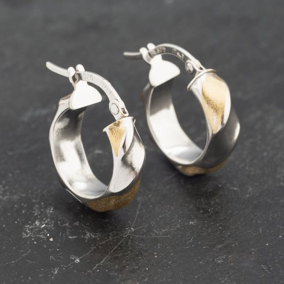 Second Hand Two Colour Gold 17mm Twist Hoop Earrings 41173198