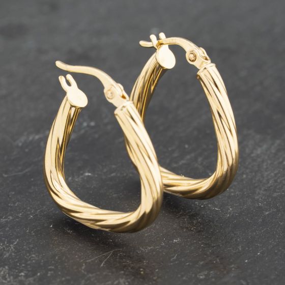 Second Hand Yellow Gold 21.5mm Twist Creole Earrings 41173226