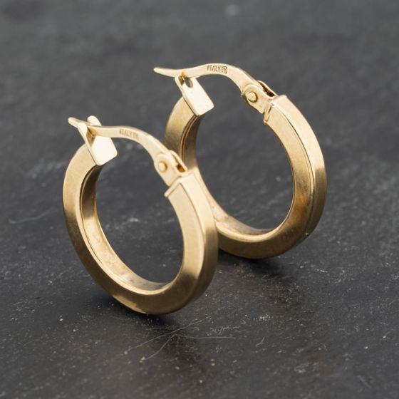 Second Hand Yellow Gold 17.3mm Plain Hoop Earrings 41173232