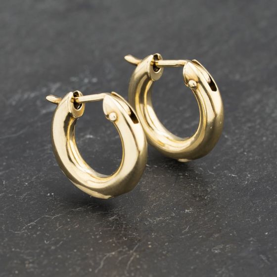 Second Hand Yellow Gold 12.5mm Small Plain Hoop Earrings 41173233