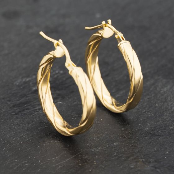 Second Hand Yellow Gold 19.5mm Twist Hoop Earrings 41173240