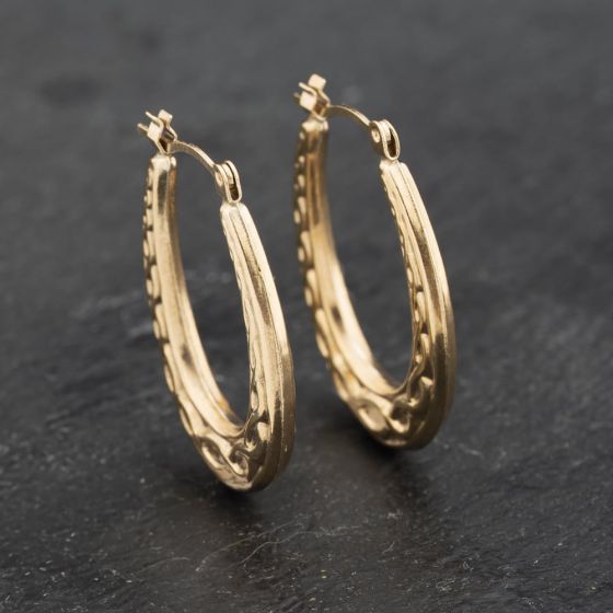 Second Hand Yellow Gold 24mm Celtic Creole Earrings 41173265