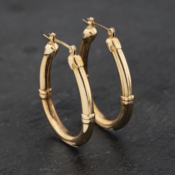 Second Hand Yellow Gold 32mm Oval Creole Earrings 41173277