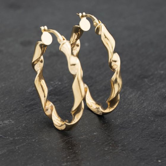 Second Hand Yellow Gold 32.4mm Oval Twist Creole Earrings 41173278