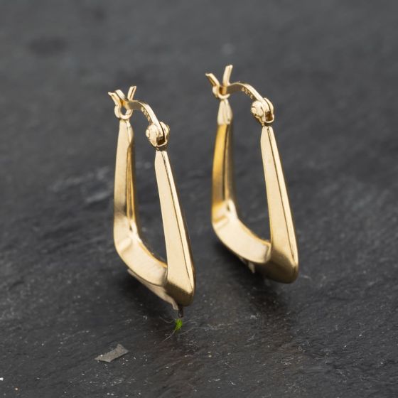 Second Hand Yellow Gold 21mm Oblong Creole Earrings 41173279