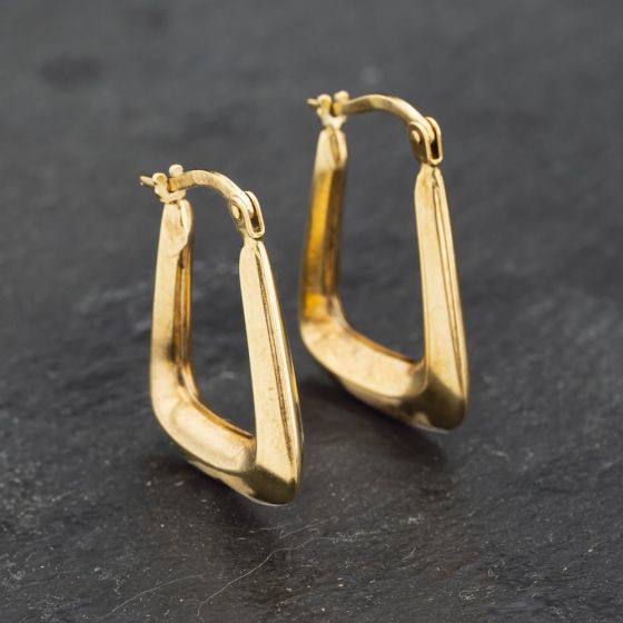 Second Hand Yellow Gold 21.5mm Oblong Creole Earrings 41173280
