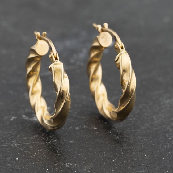 Second Hand Yellow Gold 65mm Twist Hoop Earrings 41173319
