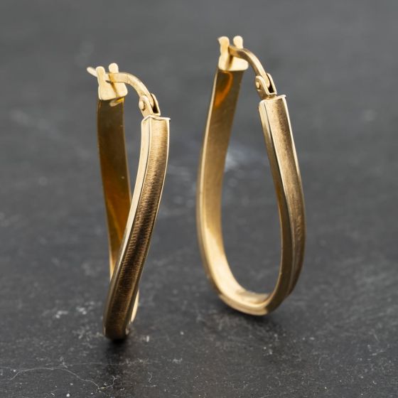 Second Hand Yellow Gold 28mm Crossover Creole Earrings 41173344