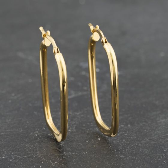 Second Hand Yellow Gold 27.5mm Oblong Creole Earrings 41173352