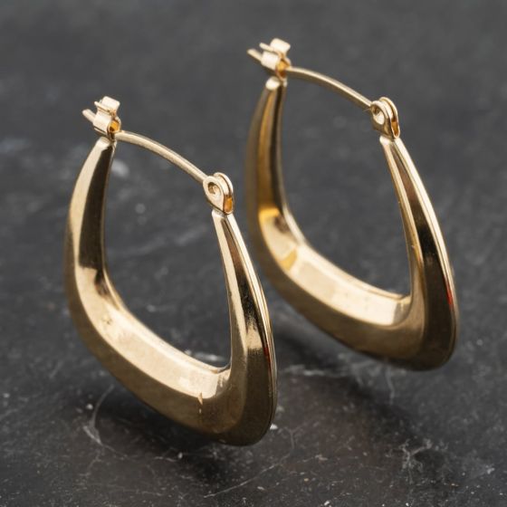 Second Hand Yellow Gold 22mm Oblong Creole Earrings 41173400