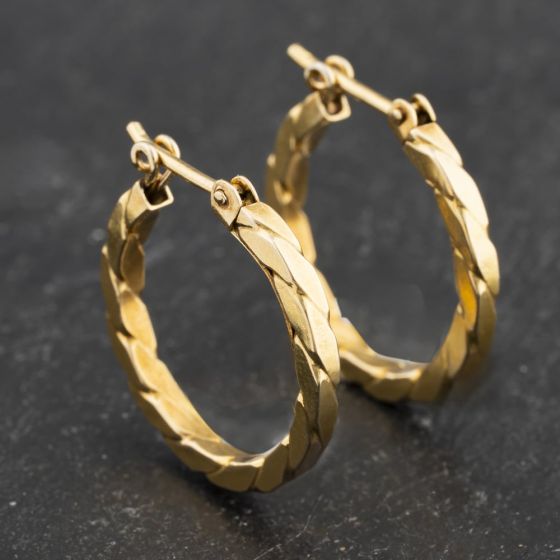 Second Hand Yellow Gold 18mm Twist Cut Hoop Earrings 41173415
