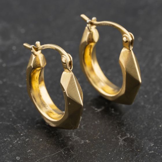 Second Hand Yellow Gold 16.5mm Faceted Creole Earrings 41173439