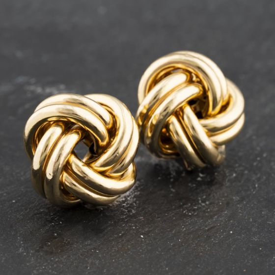 Second Hand 9ct Yellow Gold Large Knot Stud Earrings 41173485