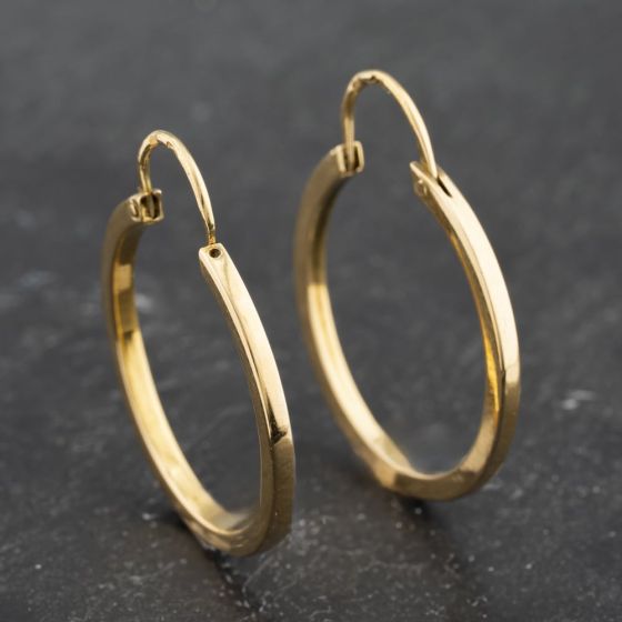 Second Hand Yellow Gold 30mm Plain Hoop Earrings 41173506