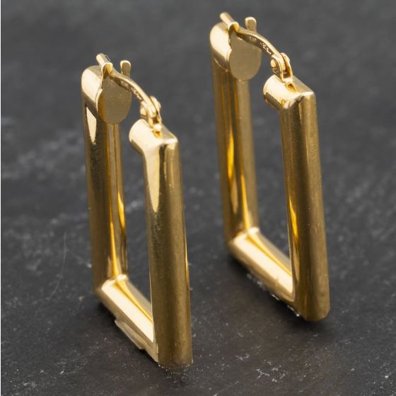 Second Hand 9ct Yellow Gold 23mm Oblong Creole Earrings 41173525