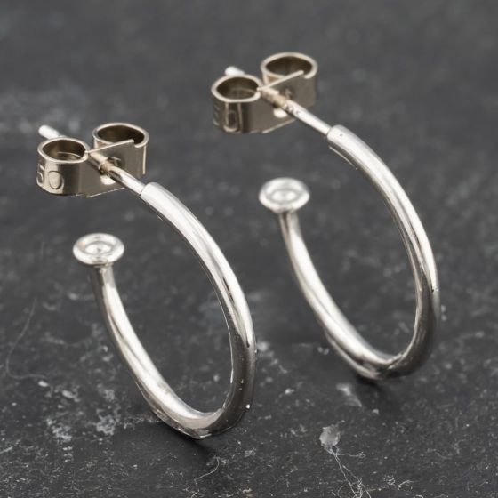 Second Hand White Gold 12mm Half Hoop Earrings 41173526