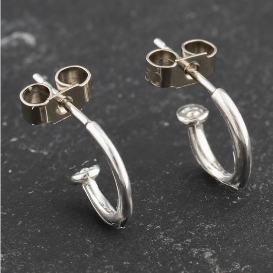 Second Hand White Gold 9mm Half Hoop Earrings 41173528