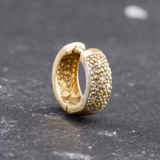 Second Hand Yellow Gold 0.10ct Brilliant Cut Diamond Pave Style Single Ear Cuff Earring 41173567