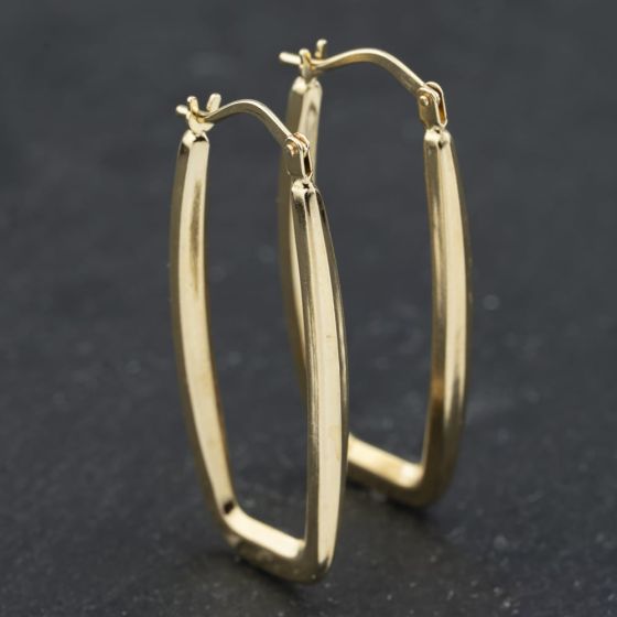 Second Hand Yellow Gold 33.5mm Oblong Creole Earrings 41173568