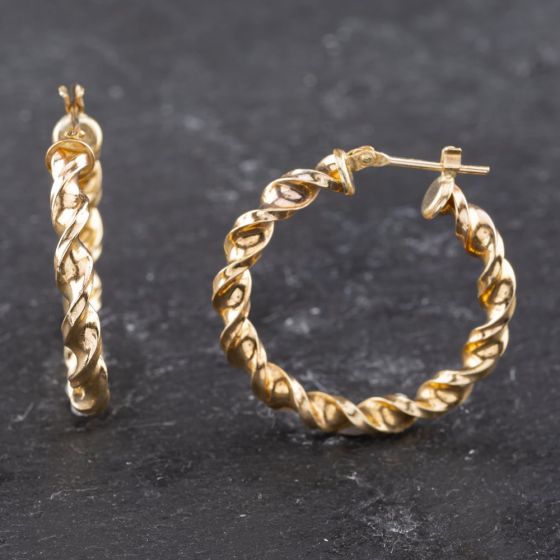 Second Hand Yellow Gold 27mm Spiral Hoop Earrings 41173582