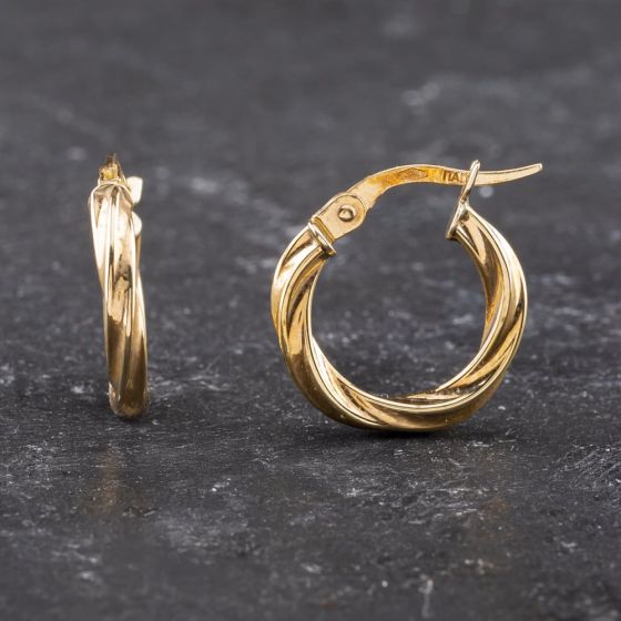 Second Hand Yellow Gold 16mm Twist Hoop Earrings 41173599