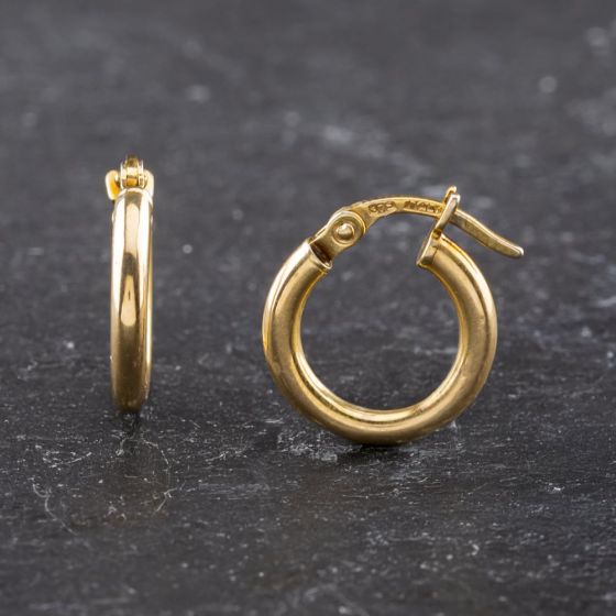 Second Hand Yellow Gold 12.8mm Plain Hoop Earrings 41173604