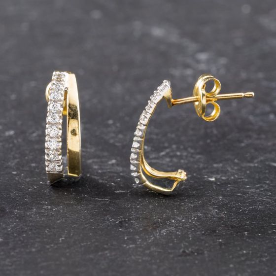 Second Hand Yellow Gold 12.5mm Diamond Dropper Earrings 41173605