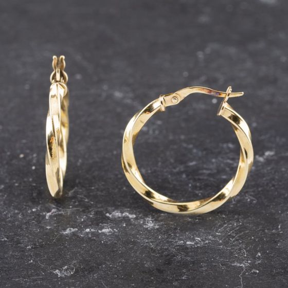 Second Hand Yellow Gold 24mm Twist Hoop Earrings 41173607
