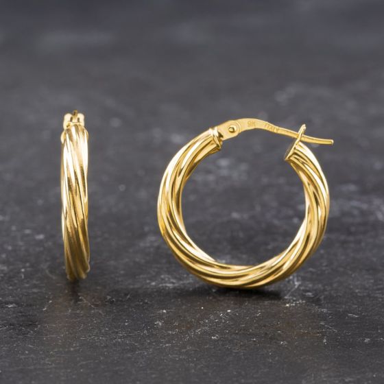 Second Hand Yellow Gold 20mm Twist Hoop Earrings 41173608