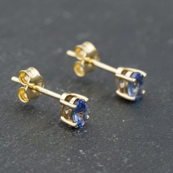 Second Hand Yellow Gold Tanzanite Stud Earrings 41173616