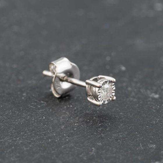 Second Hand White Gold 3.6mm 0.05ct Stud Single Earrings 41173627