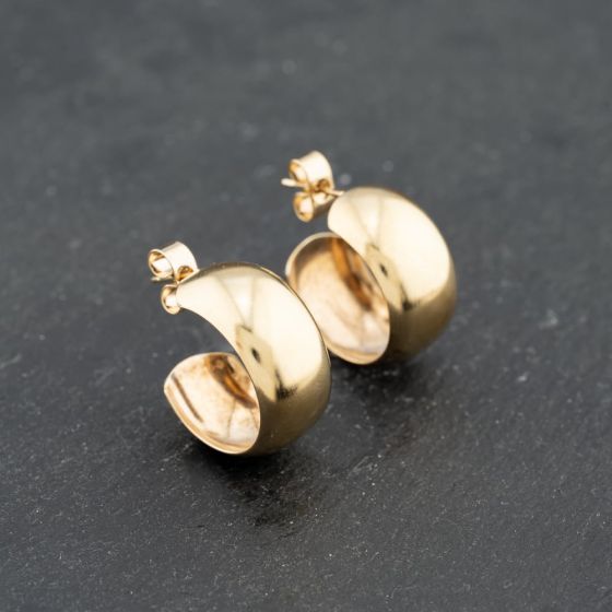 Second Hand Yellow Gold Plain Wedding Hoop Earrings 41173659