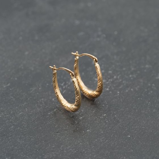Second Hand Yellow Gold 18.3mm Oval Creole Earrings 41173672