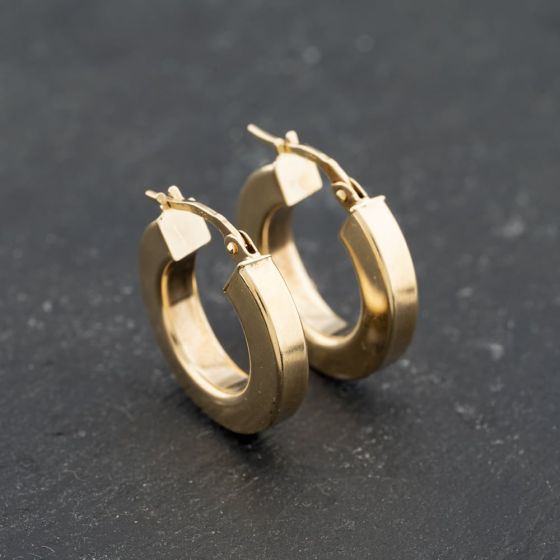 Second Hand 9ct Yellow Gold 21mm Plain Chunky Hoop Earrings 41173686