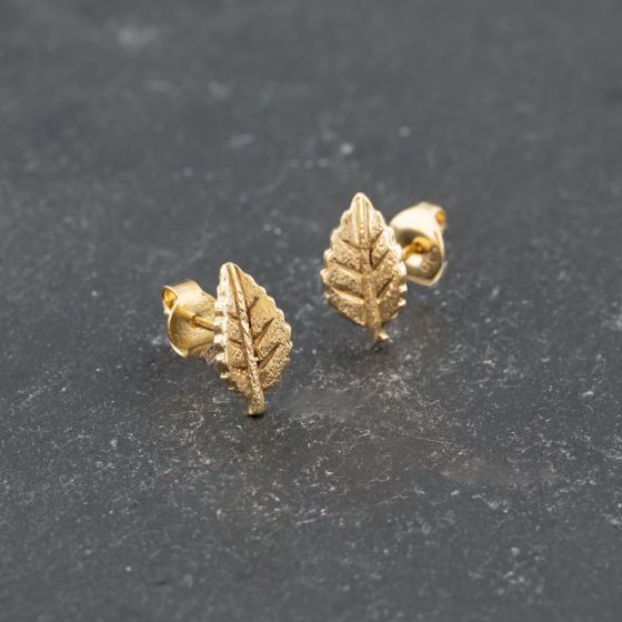Second Hand 9ct Yellow Gold 12.2mm Leaf Stud Earrings 41173699