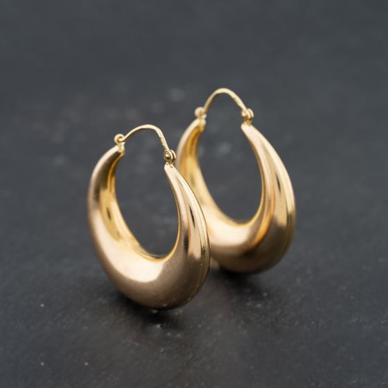 Second Hand 9ct Yellow Gold 35mm Plain Creole Earrings 41173718