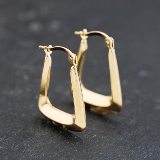 Second Hand 9ct Yellow Gold 21.7mm Plain Oblong Hoop Earrings 41173754