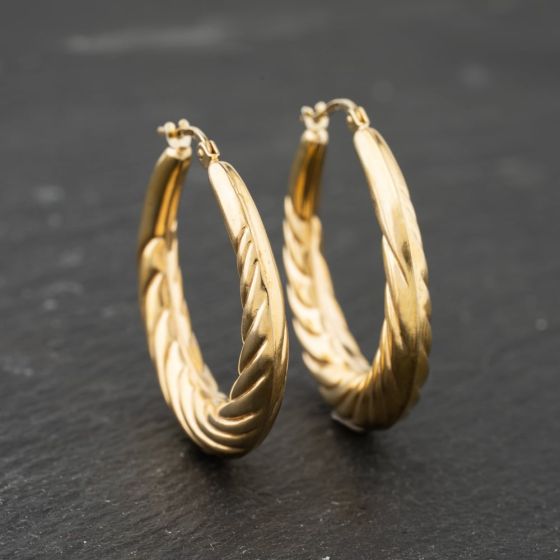 Second Hand 9ct Yellow Gold 31mm Twist Creole Earrings 41173850