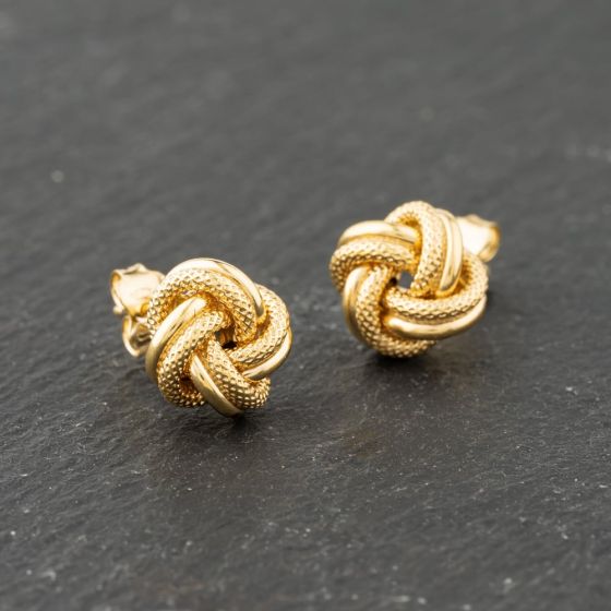 Second Hand Yellow Gold 10mm Knot Stud Earrings 41173860