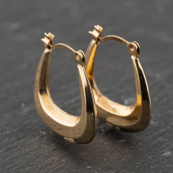 Second Hand 9ct Yellow Gold 19mm Plain Creole Earrings 41173885