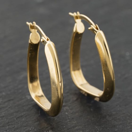 Second Hand Yellow Gold 21mm Plain Oblong Creole Earrings 41173910