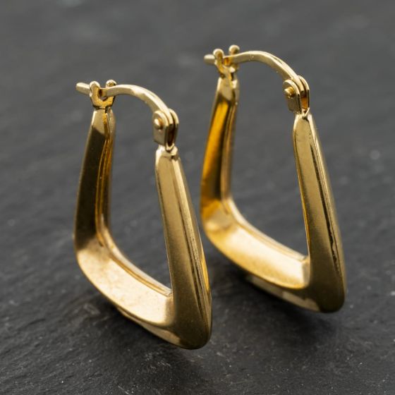 Second Hand Yellow Gold 22mm Plain Oblong Creole Earrings 41173911