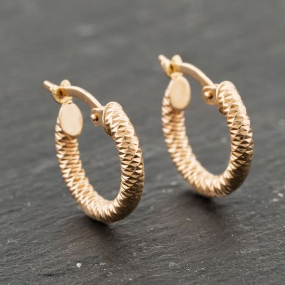 Second Hand Rose Gold 13.2mm Twist Hoop Earrings 41173956