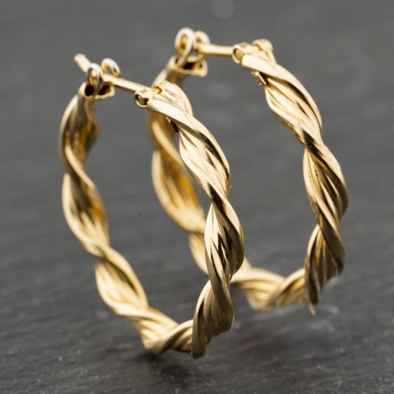 Second Hand Yellow Gold 26mm Twist Hoop Earrings 41173961