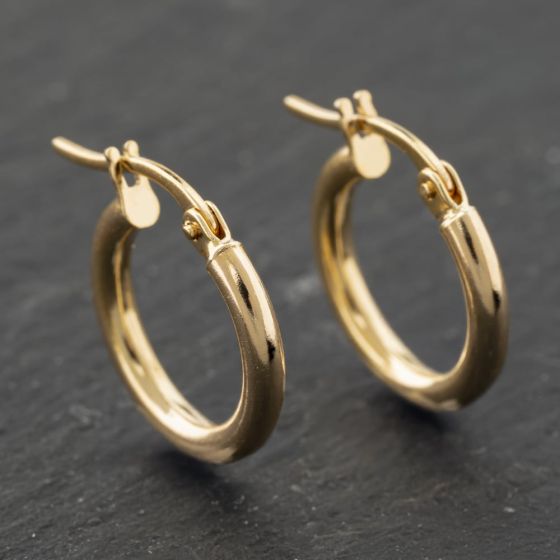 Second Hand Yellow Gold 15mm Plain Hoop Earrings 41173973