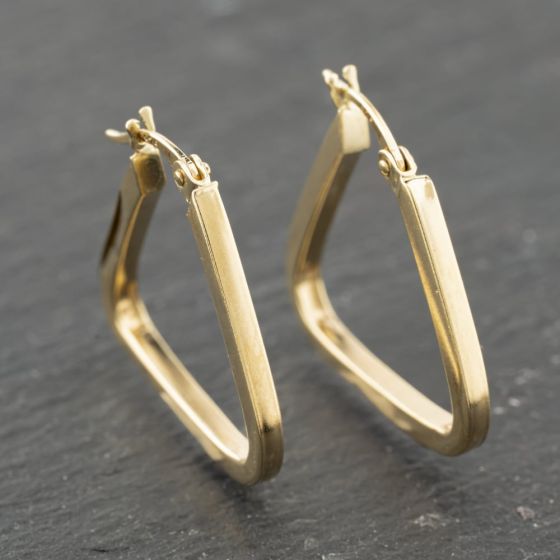 Second Hand Yellow Gold 22mm Triangle Shaped Plain Hoop Earrings 41173977